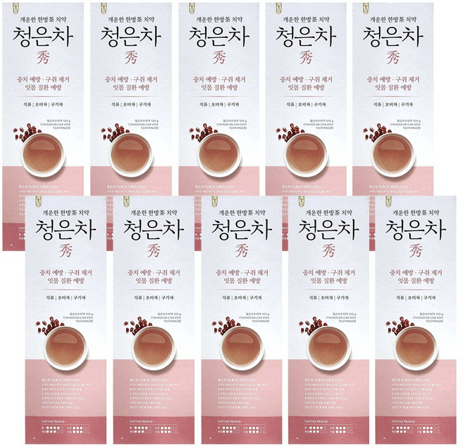 애경 2080 청은차 수 한방차 치약 100g x 10개