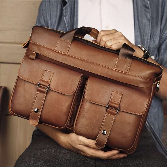 Mimi Market 남성 소가죽 빈티지 서류가방 PH-6391