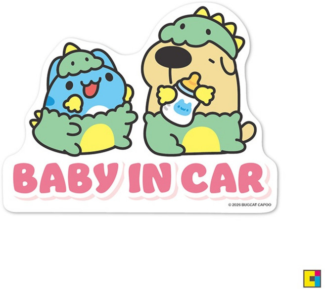 貓貓蟲-咖波 BABY IN CAR 防水防曬貼紙, 1個