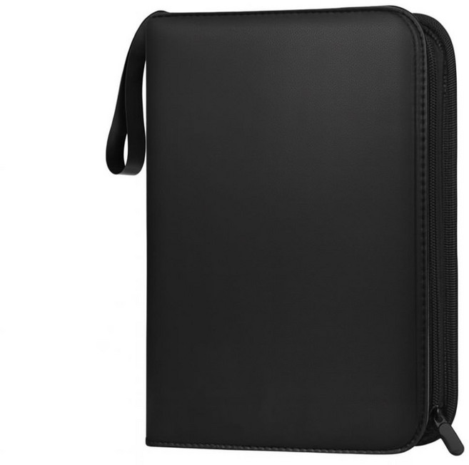 KOLKO卡片收納冊 附拉鍊保護 適用於遊戲王卡 寶可夢卡等多種卡片, 黑色【4宮格50透明內頁 400卡位】, 1個