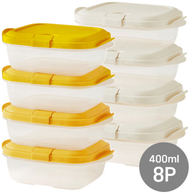 락앤락 피앤큐 스팀홀 햇쌀밥 냉동밥 보관용기, 1세트, 400ml 8P세트