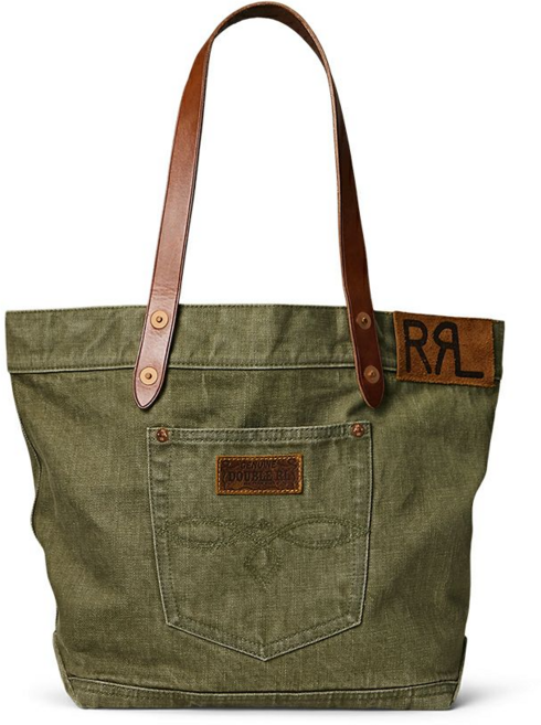 RRL 더블알엘 레더 트윌 토트백 Leather Trimmed Twill Tote BGS0G620035 2025 일본