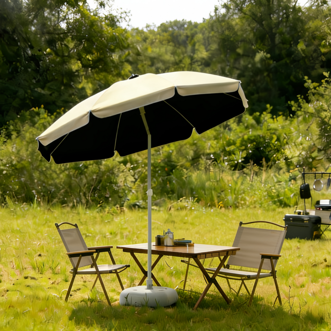 대형 야외 파라솔 자외선 차단 각도조절 휴대용 방수 파라솔 정원 캠핑 풀장 낚시 파라솔 (받침대 미포함), 상아색