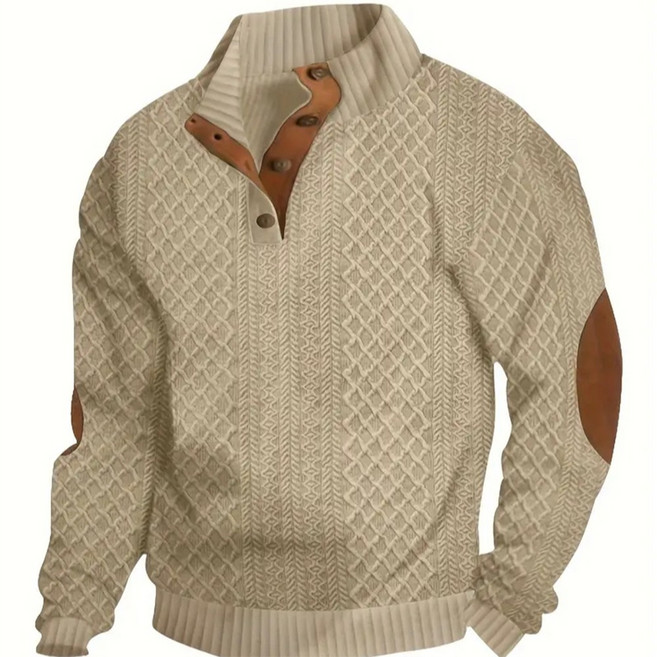 ROYALBELLE 남성 빈티지 폴라넥 니트 스웨터 긴팔 버튼 캐주얼 루즈핏 스웨터터 V120928