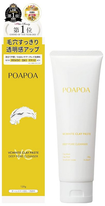 POAPOA (포아포아) 포아포아 VC 화이트 클레이 페이스트 세안 120 g, 120g, 1개