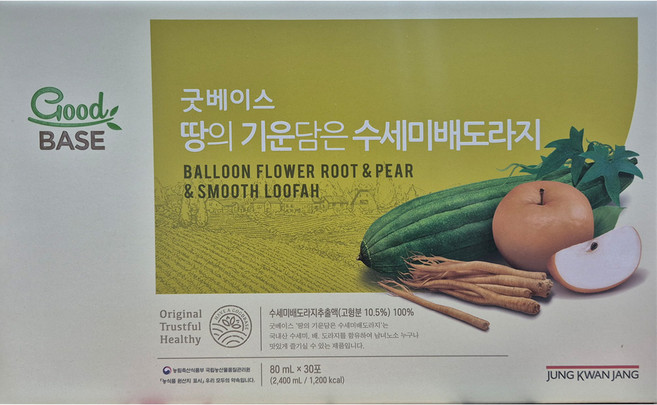 정관장 굿베이스 땅의 기운담은 수세미배도라지 30포 쇼핑백 선물세트, 2.4L, 1세트