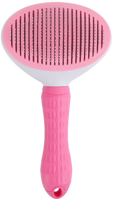 호강펫 강아지 고양이 원터치 브러쉬 펫 빗, 1개, 핑크