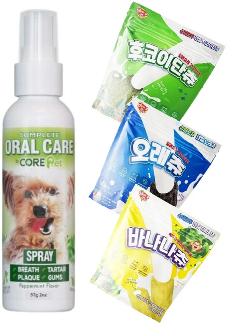 협성로하스 펫츠라이프 컴플리트 오랄케어 스프레이 57ml + 가수분해 강아지덴탈껌XS(3종중임의배송) 1개 - 쿠팡