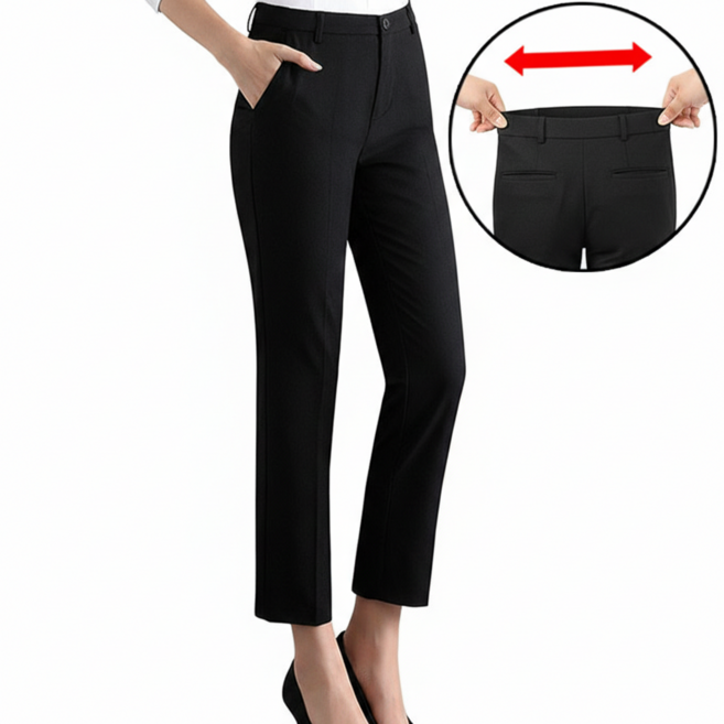 차쿠 여성 정장바지 스판 슬랙스 9부 바지 기모 팬츠 4계절 여름 봄 가을 겨울 중년 빅사이즈