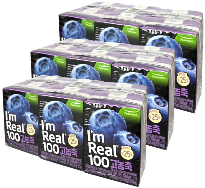 아임리얼 100 고농축 블루베리 주스, 120ml, 18개