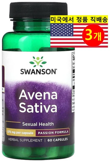 Swanson 아베나 사티바 추출 575mg Avena Sativa, 60정, 3개 - 쿠팡
