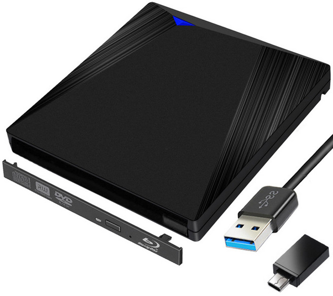 PC 노트북 노트북용 외장 광학 디스크 드라이브 케이스 박스 블랙 블루 레이 플레이어 케이스 C타입 USB3.1 + USB 3.0 SATA 12.7mm, 02 12.7MM Blu-ray