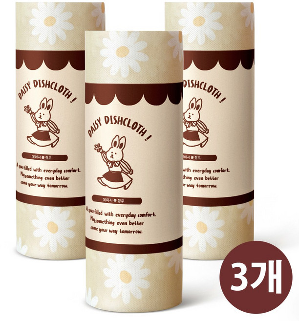 누누레빗 데이지 롤행주 빨아쓰는 다회용 행주, 3개, 30매