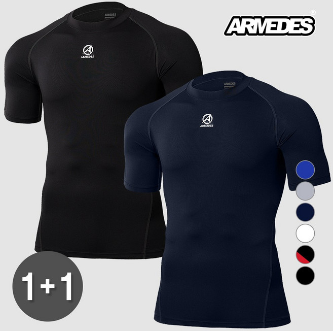 아르메데스 남성용 반팔 기능성 언더레이어 2매세트