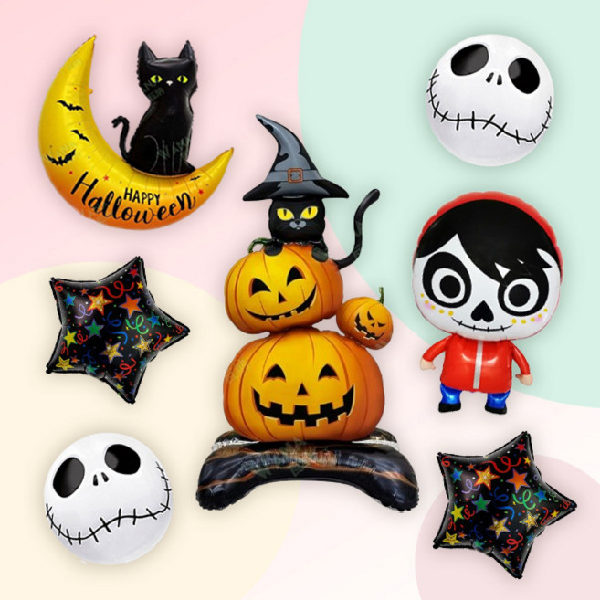 [파티지_로켓] 할로윈 풍선세트2 / 할로윈풍선 호박 미라 유령 거미 드라큘라풍선 할로윈파티 할로윈장식, HB 10_코코 원별풍선세트_입체 호박고양이