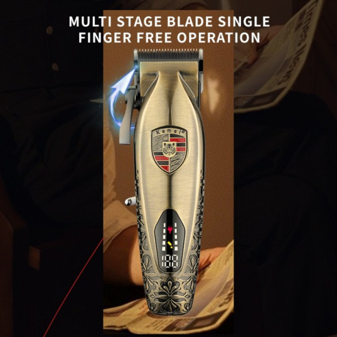 KEMEI 전기 클리퍼 헤어 트리머 세트 금속 바디 사용 충전식 DLC 블레이드 km-2360, 1