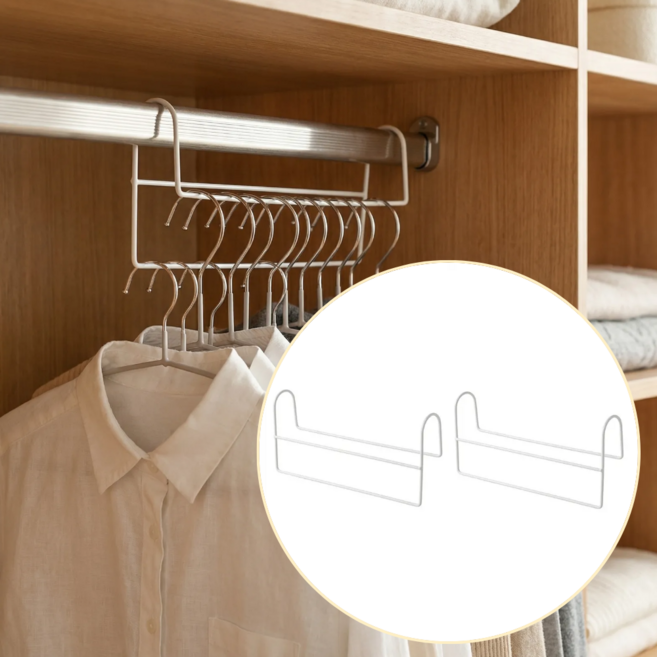 공간백서 1+1 압축옷걸이 공간활용 2단 옷걸이, 2개, 화이트