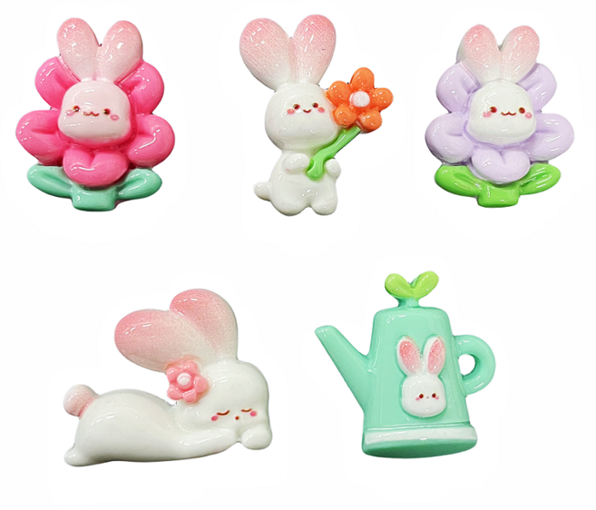 (낱개)꽃 토 파츠 샌들꾸미기 탑꾸 악세사리데코덴재료, 낱개, (PL45-8) 보라라꽃토끼, 1개