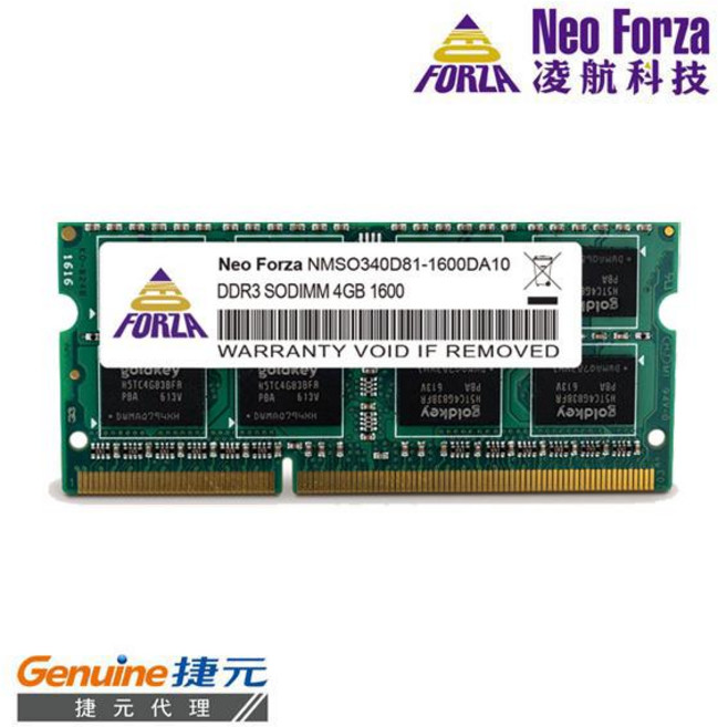Neo Forza 凌航 NB DDR3L 4GB 1600MHz 筆記型RAM (低電壓), 1個