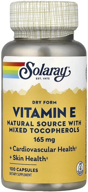 솔라레이 드라이 폼 비타민E 비타민이 165mg 100캡슐 Solaray Dry Form Vitamin E 100 Capsules - 쿠팡