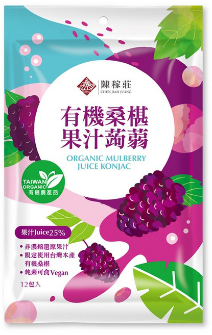 陳稼莊 有機桑椹果汁蒟蒻, 240g, 1袋