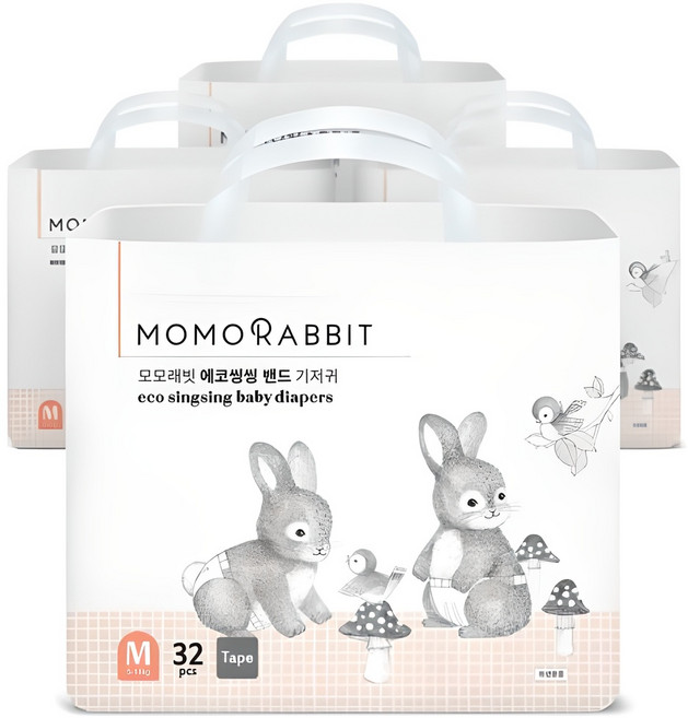 모모래빗 에코씽씽 밴드형 기저귀 아동공용, 중형(M), 128매