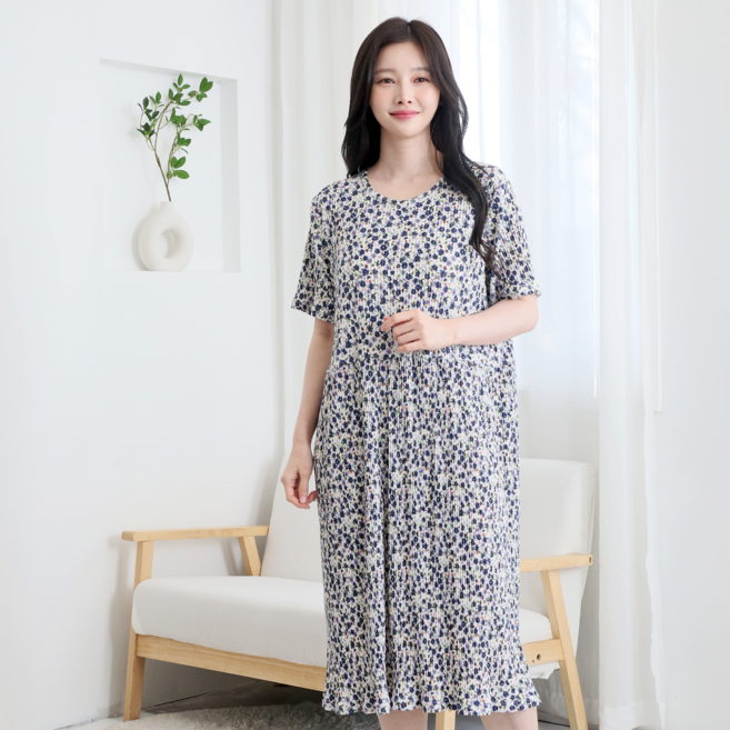 별별모아 여름 플리츠 주름 냉장고 원피스잠옷 홈웨어원피스 냉감 빅사이즈 임산부 여성실내복