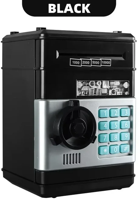 뱀저금통 어린이금고 장난감금고 어린이 돈 은행 전자 암호 돼지 저금통 미니 ATM 현금 동전 상자 어린이를위한 생일 장난감, [01] black