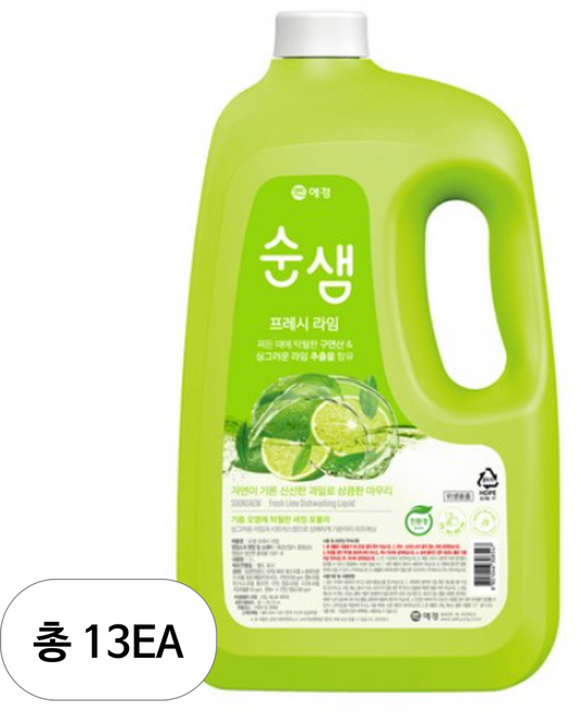 순샘 프레시 라임 주방세제, 3L, 13개