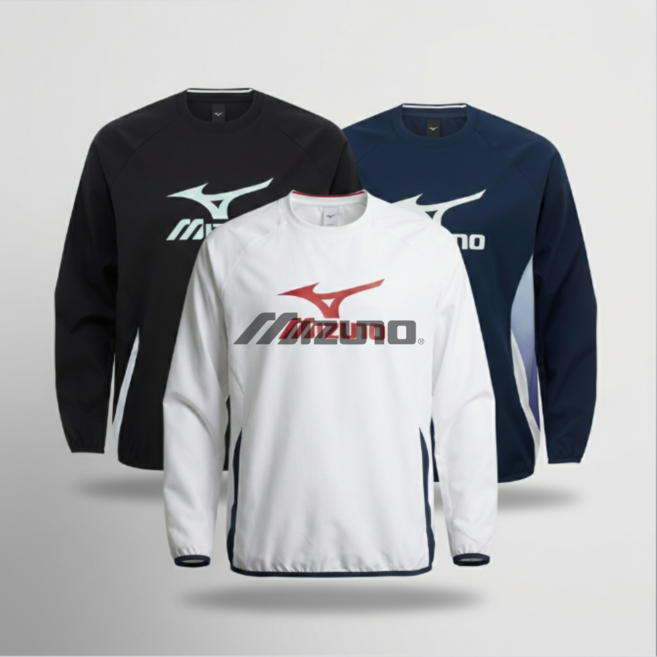 미즈노 BLOCK ROUND NECK PISTE 라운드 피스테 우븐 트레이닝복