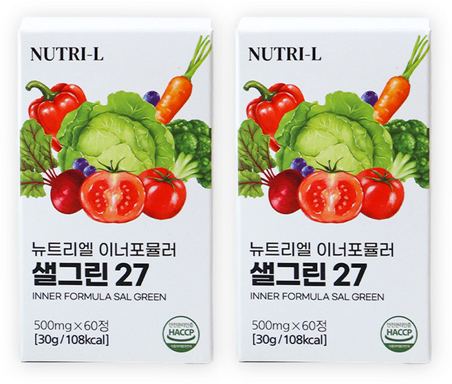 뉴트리엘 이너포뮬러 샐그린 27 식전야채 고농축 식이섬유 유산균 샐러드, 2개, 60정