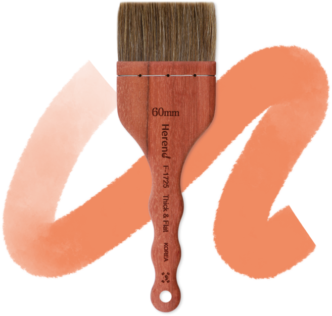 [공식] 헤렌드 수채화 유화 아크릴 휴대용 납작 배경붓 F-1725 30mm~100mm, 45mm