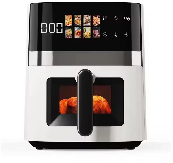 美規110V熱賣大容量智能空氣炸鍋家用大功率薯條機可視電炸鍋, 如圖, 米白色【美規】