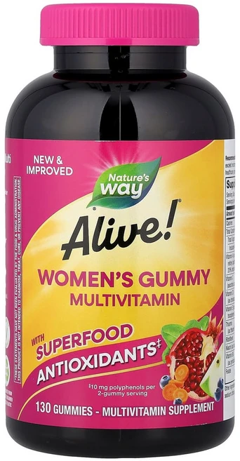 네이처스웨이 Alive 여성용 컴플리트 종합비타민 혼합 베리 구미젤리 130개, 1개, 130정 - 쿠팡