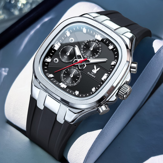 PLAYBOY 명품 브랜드 남자 손목시계 캐주얼 우레탄 밴드