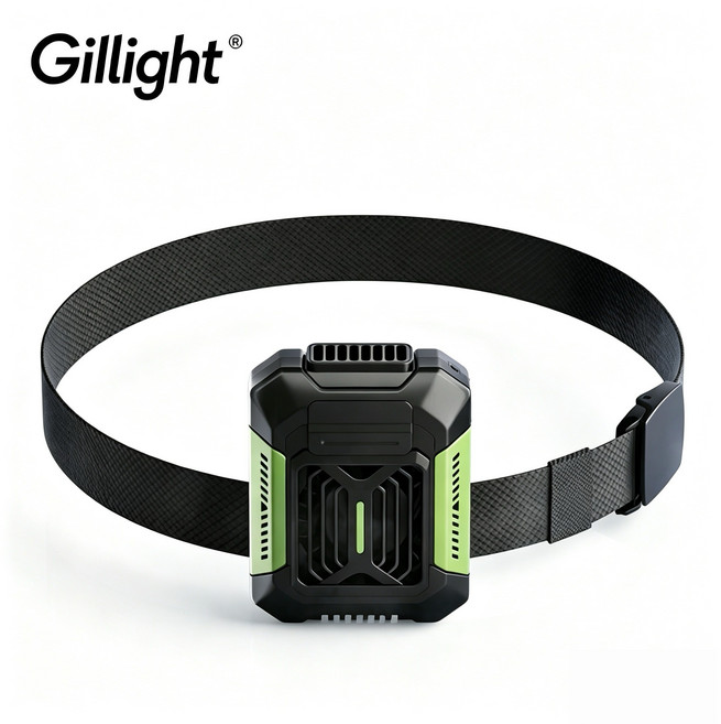 Giilight 휴대용 허리선풍기 클립 선풍기 웨어러블 선풍기 4000mAh, 녹색, 벨트 포함