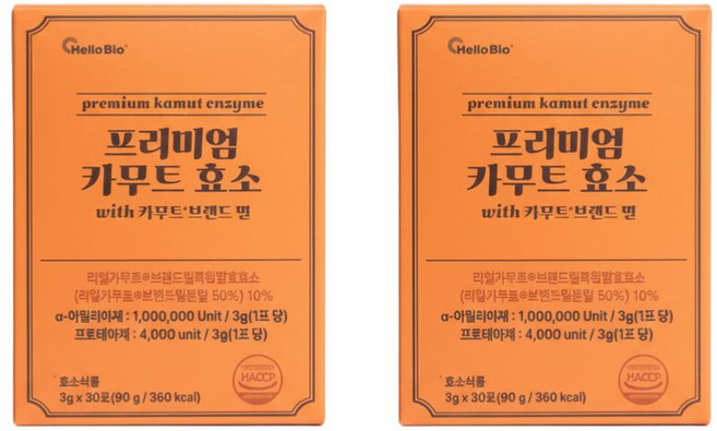 프리미엄 카무트 효소 with 카무트 브랜드 밀 100% HACCP 식약청인증 곡물효소 발효효소, 2개, 90g