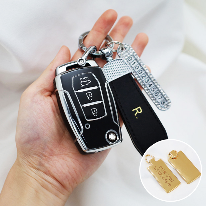 아이리온 무쏘 EV 호환 TPU 크롬엣지 키케이스 키커버, 무쏘EV전용_type1_골드엣지 화이트 메탈오링