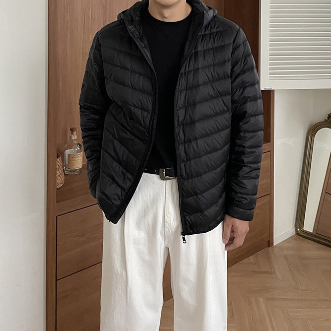 남성 후드 오리털 덕다운 오리털 경량 패딩