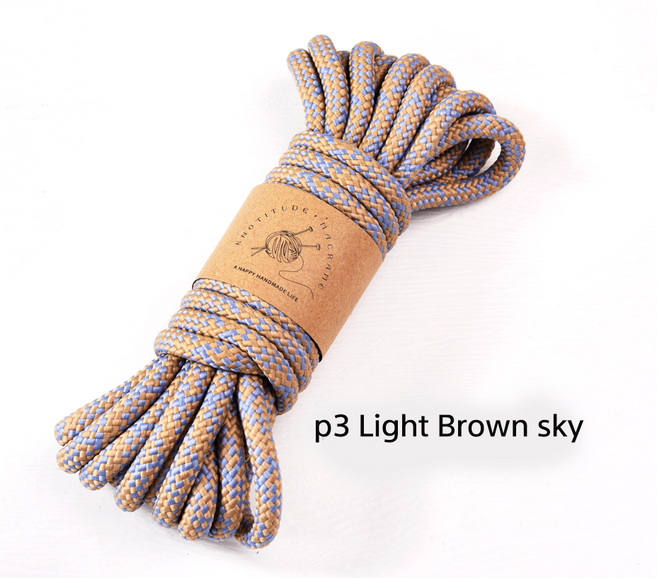 8.0mm 5.5m [소분] 굵은 촘촘 배색 로프 리드줄 강아지 목줄 아웃도어 로프 가방끈 키링로프, p3 Light Brown sky