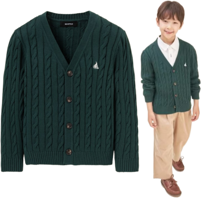 [매장발송] 빈폴키즈 남아 가디건 외출 어린이집 학교 26SS 꽈배기 니트 봄 간절기 가디건