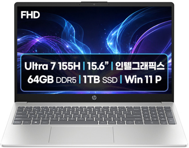 HP 자비스 15-fd1457TU 울트라7-155H 가성비 인강용 동영상 업무용 고성능 대화면 유튜브 코딩용 고화질 AI 노트북 한컴오피스팩 동봉, 실버, 1TB, 64GB, WIN11 Pro