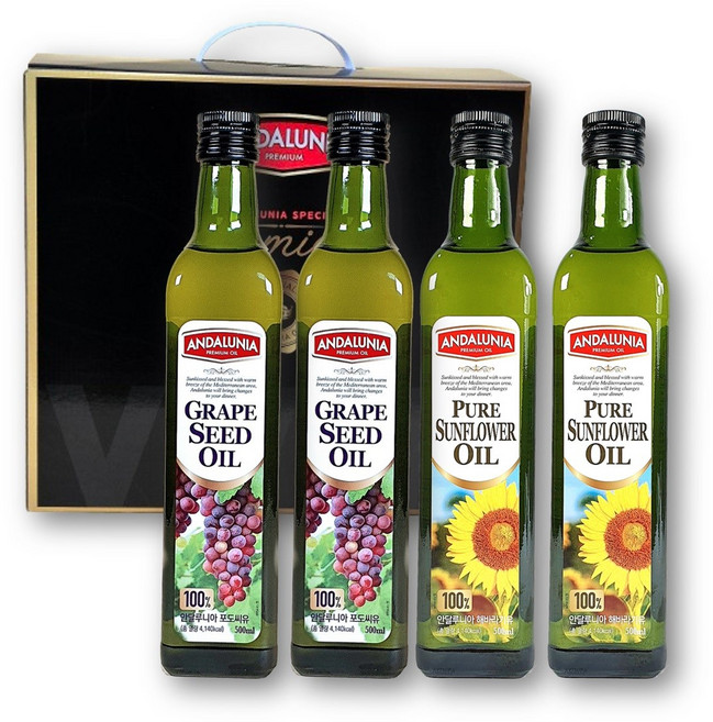 안달루니아 포도씨유 2 해바라기씨유 2 500ml 4P 선물세트, 4개