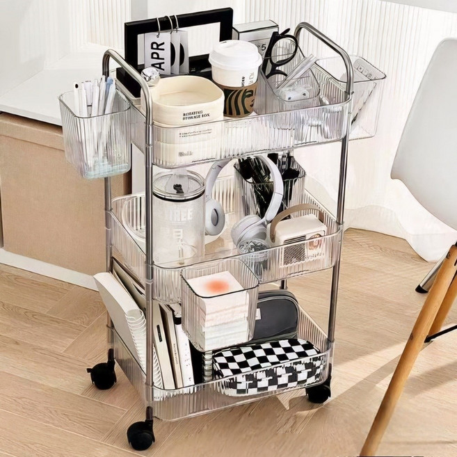 마코제이 이동식트롤리, 투명, 3단