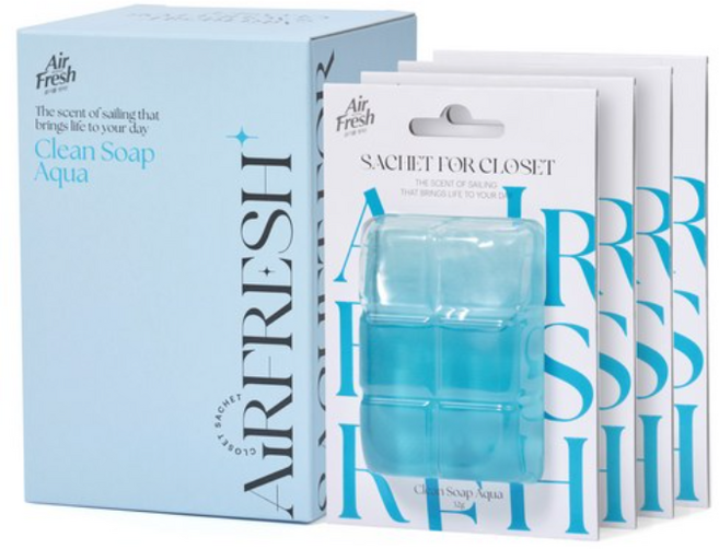 에어후레쉬 샤쉐 클린솝 아쿠아 옷장 걸이형 방향제, 32g, 4개