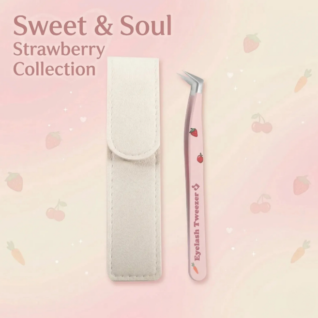 도목도목 완벽밀착 초정밀 속눈썹 집게 (딸기 파우치 세트), 1개, 핑크