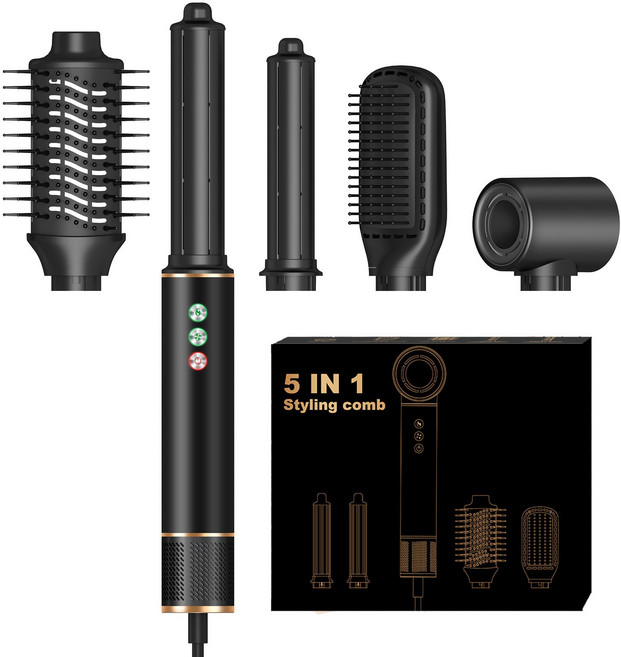 [국내발송] RichMagic 다용도 브러시리스 고속드라이기 5 in 1 음이온 리프리스 드라이기 저소음 저온기류과학기술 에어브러쉬 프로 고데기/매직기 1400W, 블랙, YEY-GS81