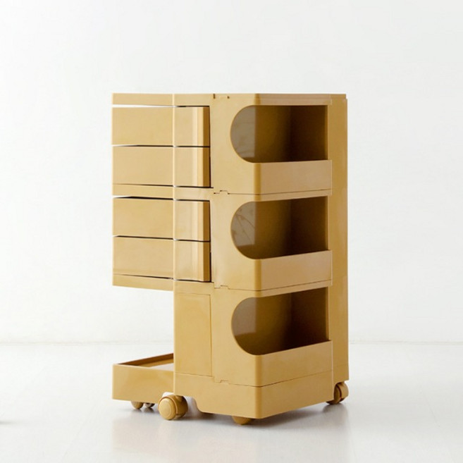 마켓비 빙그리 회전 서랍 트롤리, 옐로우, 4단