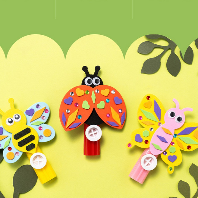 [MH] 나비 꿀벌 무당벌레 봄피리 만들기세트 5개묶음, 1세트, 나비5개