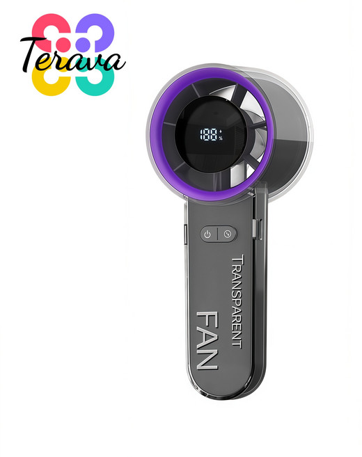 Terava 휴대용 미니 선풍기 LED 충전핸드풍기 캠핑 실내 아웃도어용, 그레이, P320